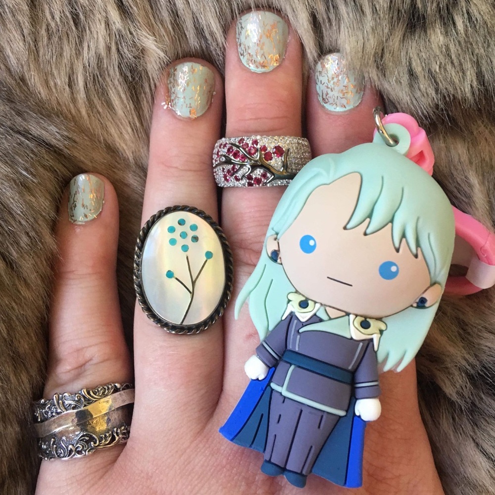 Kunzite figural key chain